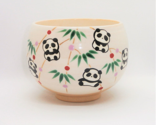 抹茶茶碗　パンダと笹 京焼・清水焼（京都府） 【京焼・清水焼】笹パンダ 抹茶碗〈1個