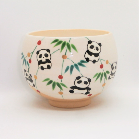 ほっこり碗「ぱんだ、もち花（赤、金）」京焼・清水焼 京都 伝統工芸品