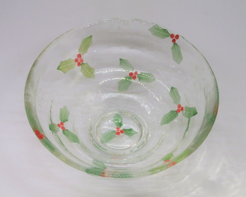 茶碗「柊」京絵付けガラス 京都 京焼 清水焼 ひいらぎ クリスマス 茶碗