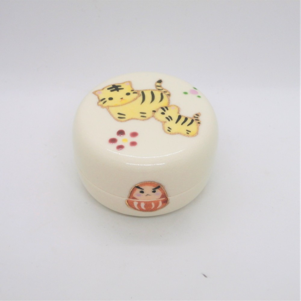 香合「干支・寅の親子」京焼・清水焼 京都 伝統工芸品 京焼