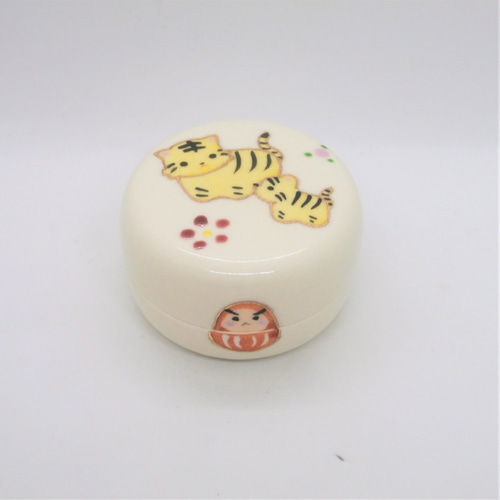 京焼 清水焼 東哉製 牛香合 干支 縁起物 共箱 N 5436