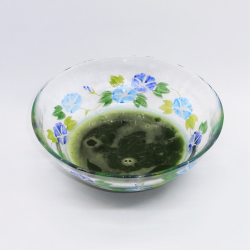 京絵付ガラス 茶碗 「朝顔（青）」京都 京焼 清水焼 あさがお