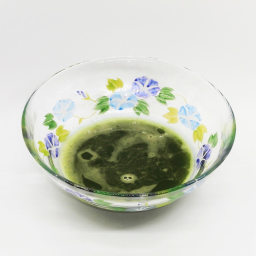 京絵付ガラス 茶碗 「朝顔（青）」京都 京焼 清水焼 あさがお