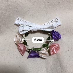 うさぎ用耳飾り　バラの花かんむり 4枚目の画像