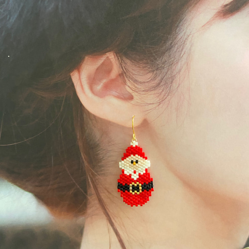 デリカビーズのサンタクロースとスノーマンピアス ピアス（フック