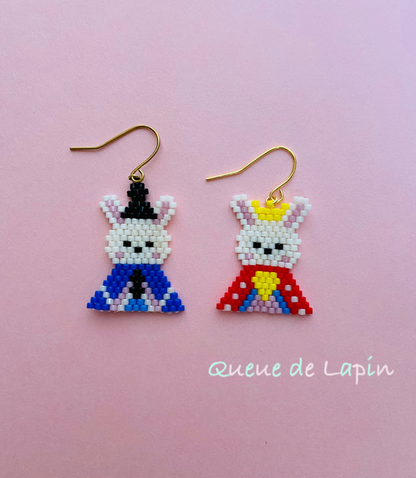 デリカビーズのひな祭りピアス ピアス（フック・チェーン） Queue de