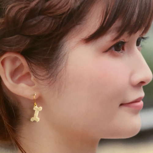 デリカビーズの動物ピアス＊犬 ピアス（フック・チェーン） Queue de