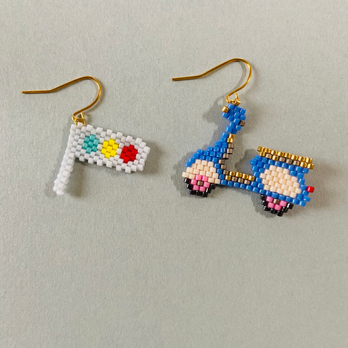 あーもんど♡☆デリカビーズピアス12点 デリカビーズピアス 虫ピアス トンボピアス アクセントパープル