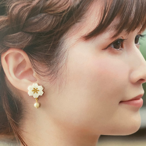 デリカビーズとパールのピアス[全6色] ピアス（フック・チェーン