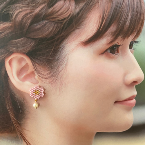 デリカビーズとパールのピアス[全6色] ピアス（フック・チェーン