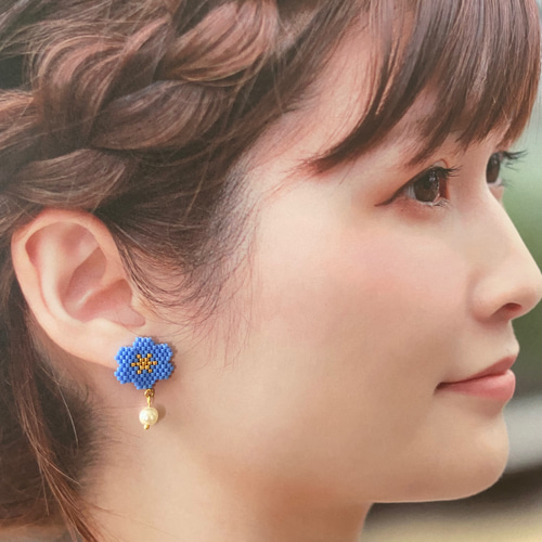 デリカビーズとパールのピアス[全6色] ピアス（フック・チェーン
