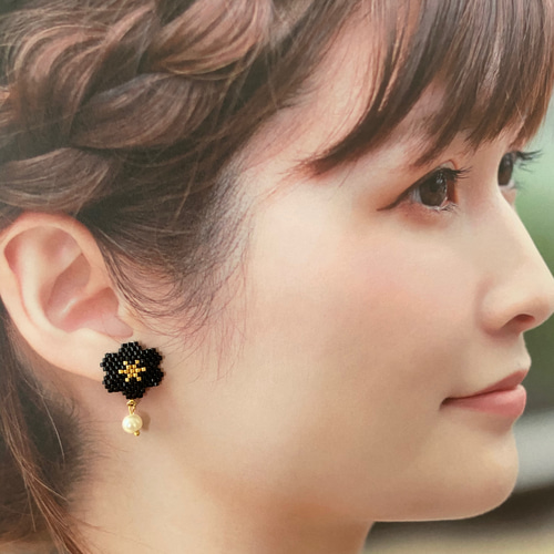 デリカビーズとパールのピアス[全6色] ピアス（フック・チェーン