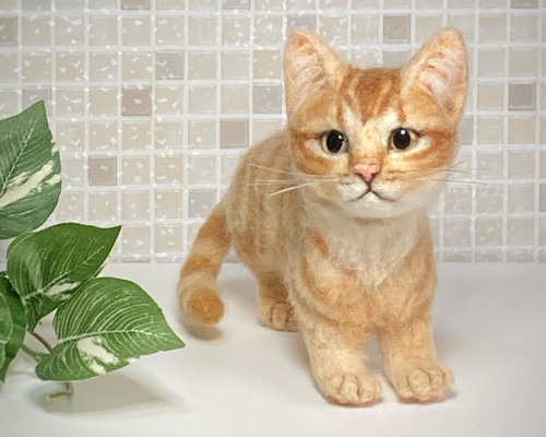 受注商品 Lサイズ 茶トラ 子猫 羊毛フェルト 置物 ハンドメイド 受注商品 Lサイズ 茶トラ 子猫 羊毛フェルト 置物 ハンドメイド