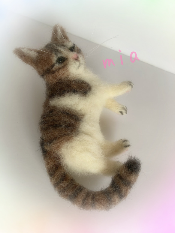 受注商品♪mia♪ sサイズ キジ白猫 猫 ハンドメイド 羊毛フェルト 羊毛 ...