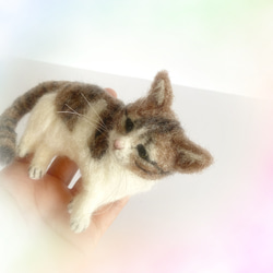 受注商品♪mia♪ sサイズ  キジ白猫　猫　ハンドメイド 羊毛フェルト 4枚目の画像