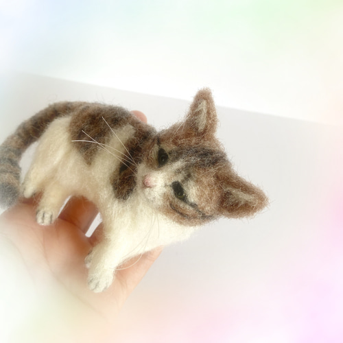 受注商品♪mia♪ sサイズ キジ白猫 猫 ハンドメイド 羊毛フェルト 羊毛 ...