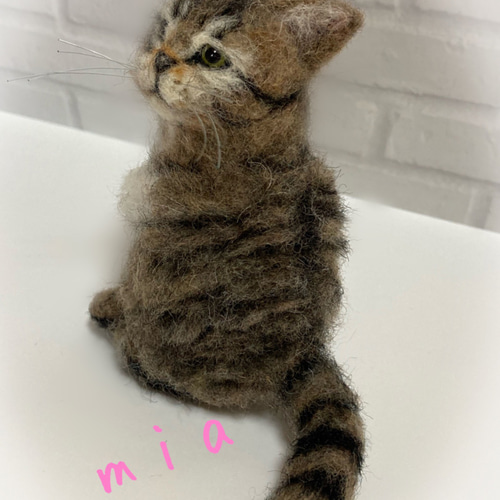 受注商品mia♪ sサイズ キジトラ ふわふわ 子猫 猫 羊毛フェルト