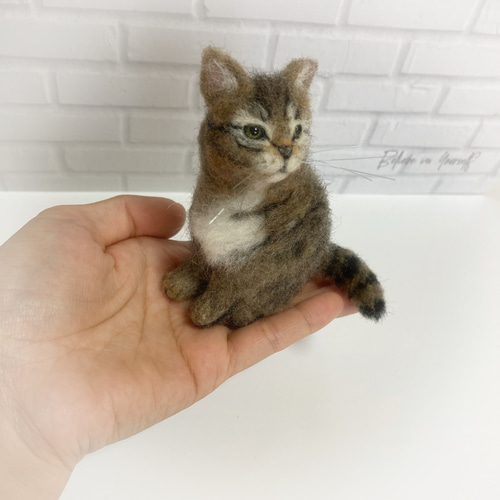 受注商品mia♪ sサイズ キジトラ ふわふわ 子猫 猫 羊毛フェルト 受注商品mia♪ sサイズ キジトラ ふわふわ 子猫 猫 羊毛フェルト