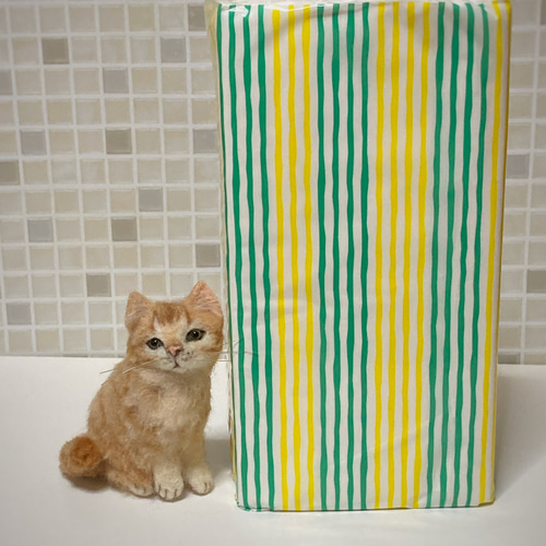 ♪mia♪ 茶トラ sサイズ 子猫 ハンドメイド 羊毛フェルト ぬいぐるみ