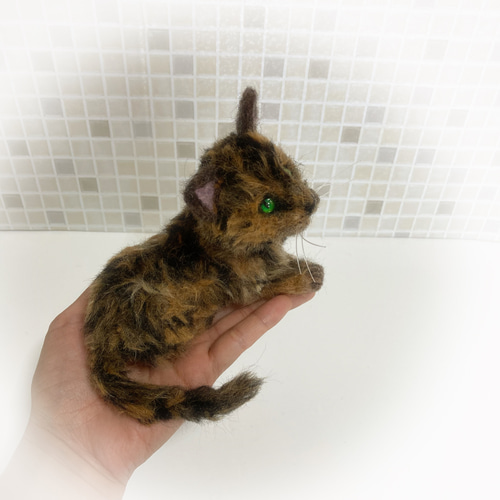 受注商品 mia Mサイズ サビ猫 フワフワ 羊毛フェルト ハンドメイド