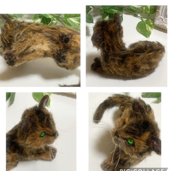 受注商品　mia  Mサイズ サビ猫　フワフワ　羊毛フェルト　ハンドメイド　置き物　ぬいぐるみ 4枚目の画像