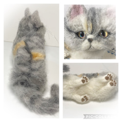 受注商品 mia 三毛猫　羊毛フェルト　ハンドメイド　置物 6枚目の画像