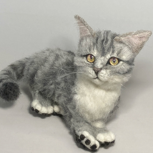 受注商品mia♪ sサイズ キジトラ ふわふわ 子猫 猫 羊毛フェルト 受注商品mia♪ sサイズ キジトラ ふわふわ 子猫 猫 羊毛フェルト