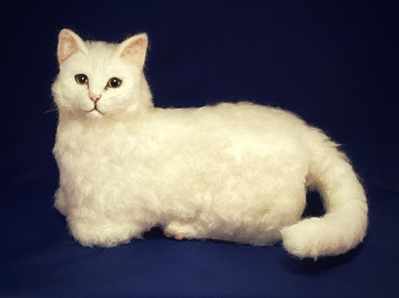 L L Lサイズ 白猫ちゃん 猫 ふわふわ 置物 受注商品 羊毛フェルト