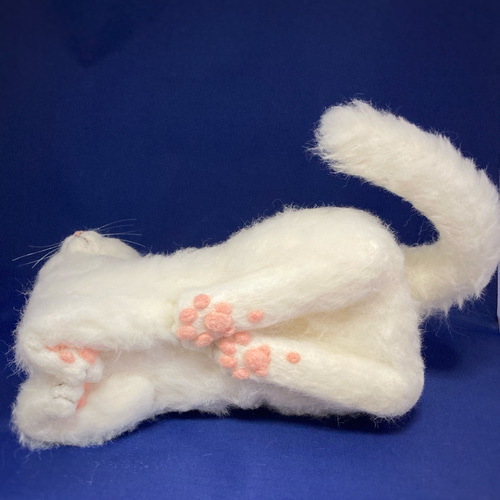 L L Lサイズ 白猫ちゃん 猫 ふわふわ 置物 受注商品 羊毛 L L Lサイズ 白猫ちゃん 猫 ふわふわ 置物 受注商品 羊毛