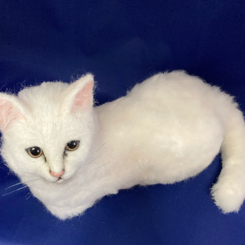 L L Lサイズ 白猫ちゃん 猫 ふわふわ 置物 受注商品 羊毛