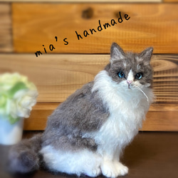 mia 受注商品 ノルウェージャンフォレストキャット 置物 猫 長毛種