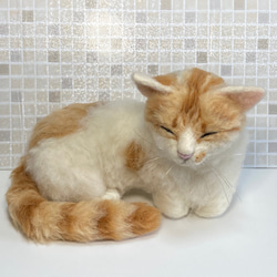 サンプルページ Mサイズ植毛なし 茶トラ 猫 羊毛フェルト 展示にサイズ
