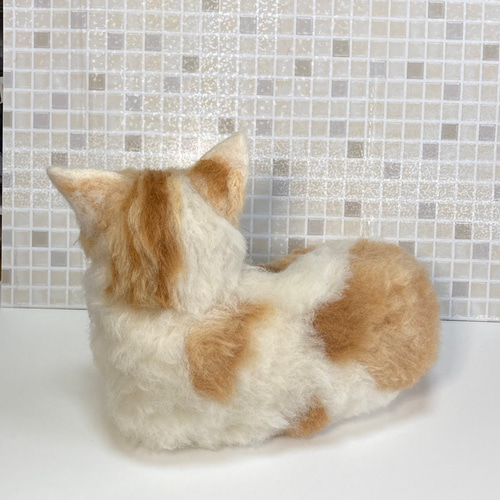 茶トラ♡おねんね猫♡羊毛フエルト mia ねんね茶トラ 猫 羊毛フェルト 置物 L L Lサイズ 羊毛フェルト