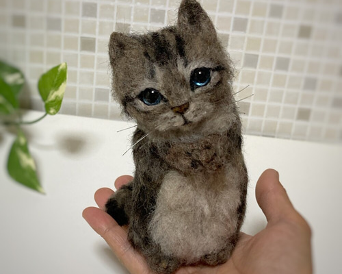 mia オーダー額縁キジトラ サンプル 羊毛フェルト ハンドメイド mia オーダー額縁キジトラ サンプル 羊毛フェルト ハンドメイド