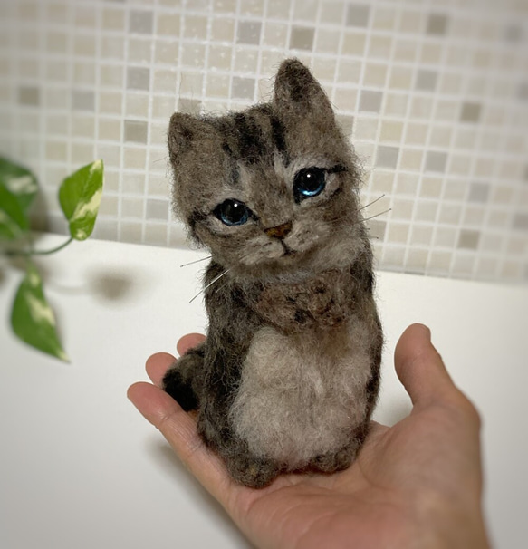 サンプルページ キジトラ 子猫 お願いポーズ 羊毛フェルト ハンドメイド