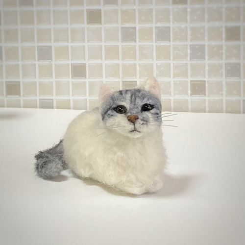 mia オーダーサンプルページ 猫 さば白 羊毛フェルト
