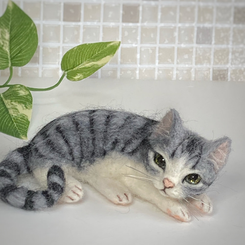 受注商品mia♪ sサイズ キジトラ ふわふわ 子猫 猫 羊毛フェルト