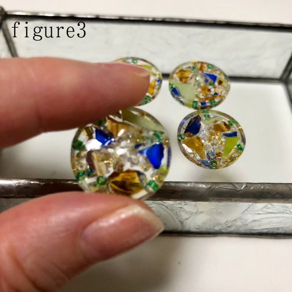ステンドガラスの美しい彩り飾りボタン  （20ミリ）earth② 加工オプション有り 4枚目の画像