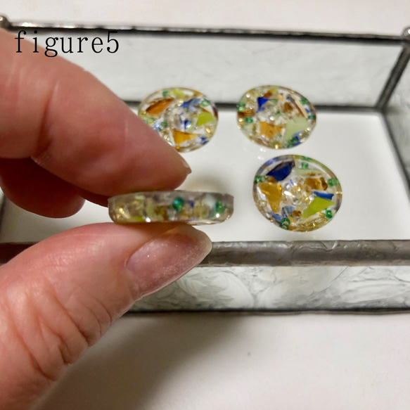 ステンドガラスの美しい彩り飾りボタン  （20ミリ）earth② 加工オプション有り 6枚目の画像