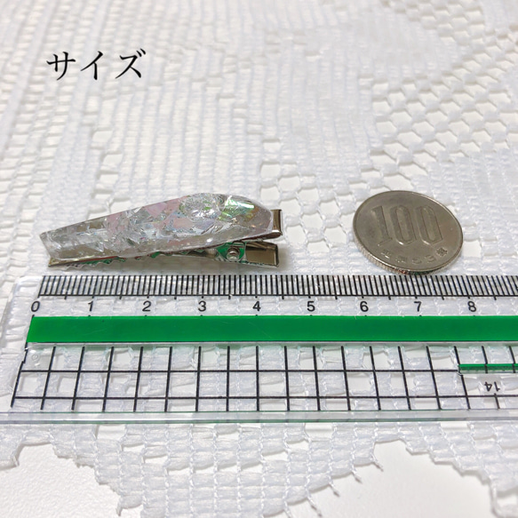 ステンドガラス細長鉱石のヘアークリップ・auror ore1 8枚目の画像