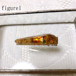 ステンドガラス細長鉱石のヘアークリップ・amber ore 2枚目の画像