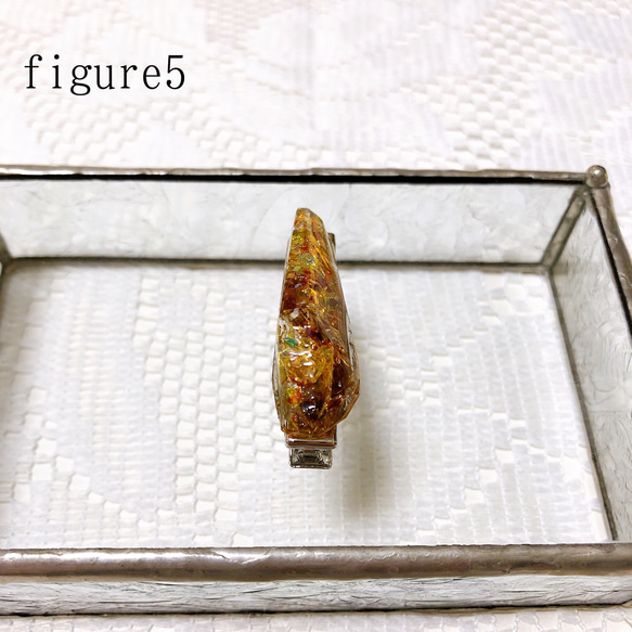 ステンドガラス細長鉱石のヘアークリップ・amber ore 6枚目の画像