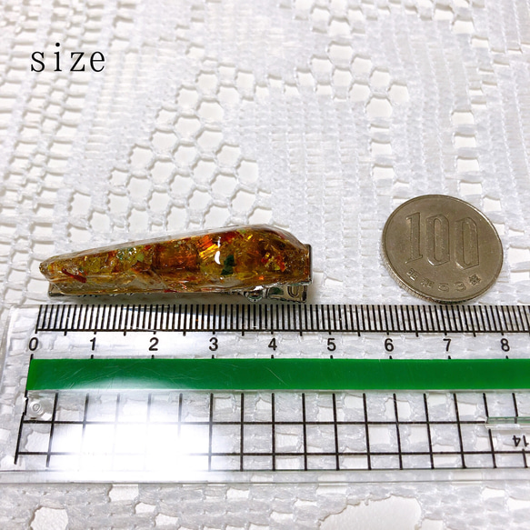 ステンドガラス細長鉱石のヘアークリップ・amber ore 8枚目の画像