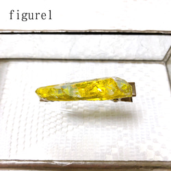 ステンドガラス細長鉱石のヘアークリップ・yellow ore 2枚目の画像
