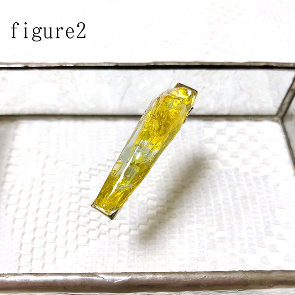 ステンドガラス細長鉱石のヘアークリップ・yellow ore 3枚目の画像