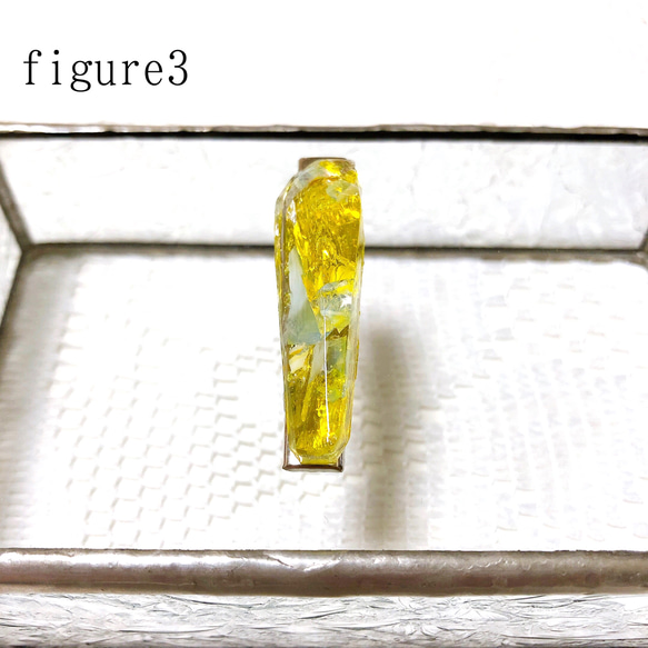 ステンドガラス細長鉱石のヘアークリップ・yellow ore 4枚目の画像