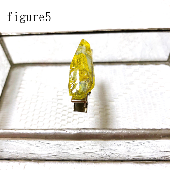 ステンドガラス細長鉱石のヘアークリップ・yellow ore 6枚目の画像