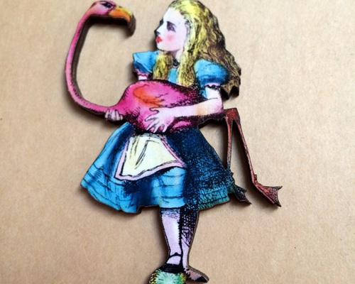 ウッドパーツ 不思議の国のアリス アリスとフラミンゴ 木材・板 DazDee