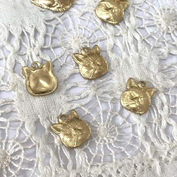 4個　アメリカ製　真鍮無垢　グランピー猫　小 1枚目の画像
