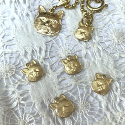 4個　アメリカ製　真鍮無垢　グランピー猫　小 2枚目の画像
